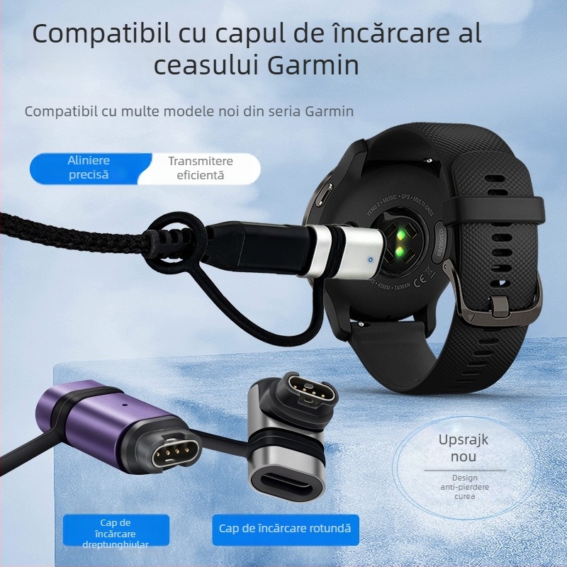 Cap de încărcare-convertor pentru Garmin Fenix7 6S/5X/Pro — USB Type-C, HS-Y030
