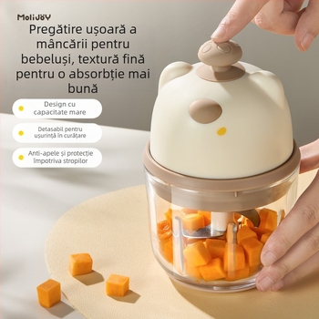 Presă electrică de usturoi și tocat usturoi – aparat de bucătărie multifuncțional, 220W, 3.7-4.2V, materiale PP/ABS/Silicon/Sticlă/Oțel inoxidabil