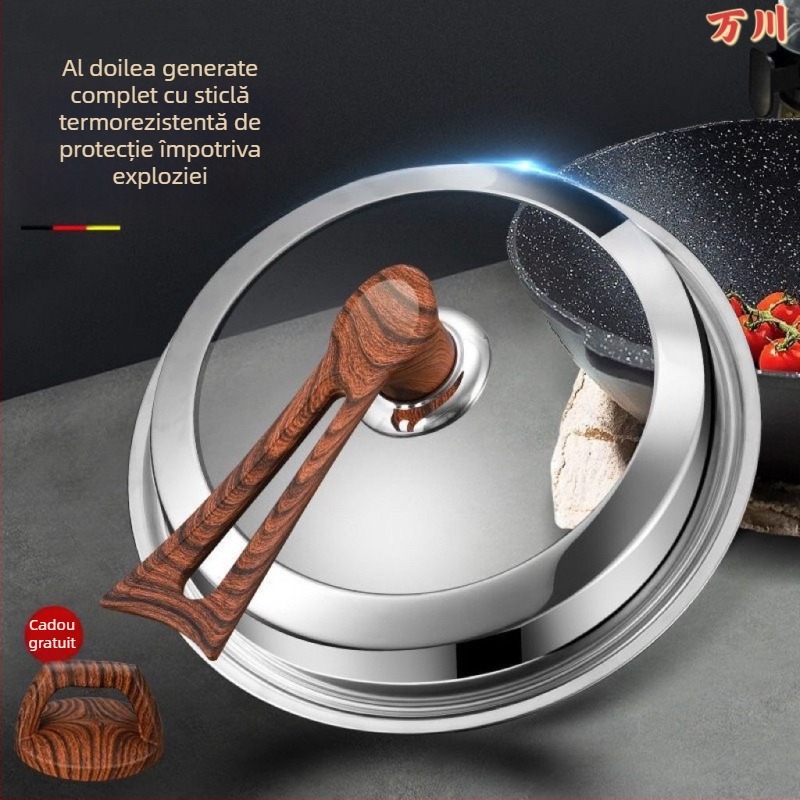 Capac de oală din oțel inoxidabil cu capac de sticlă transparent, model gl03, greutate 2–5 kg, marcă Wanchuan