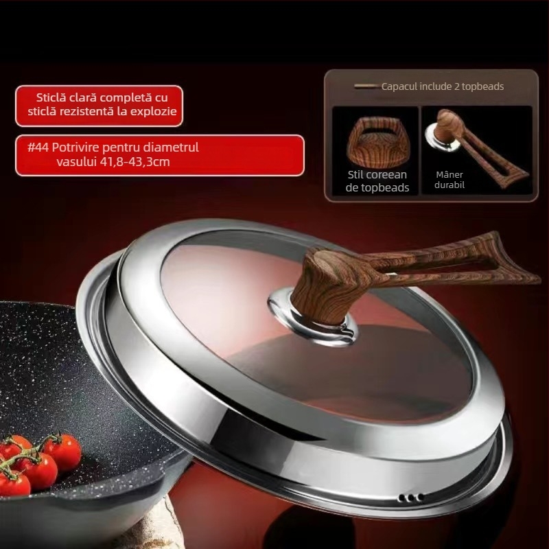 Capac de oală din oțel inoxidabil cu capac de sticlă transparent, model gl03, greutate 2–5 kg, marcă Wanchuan