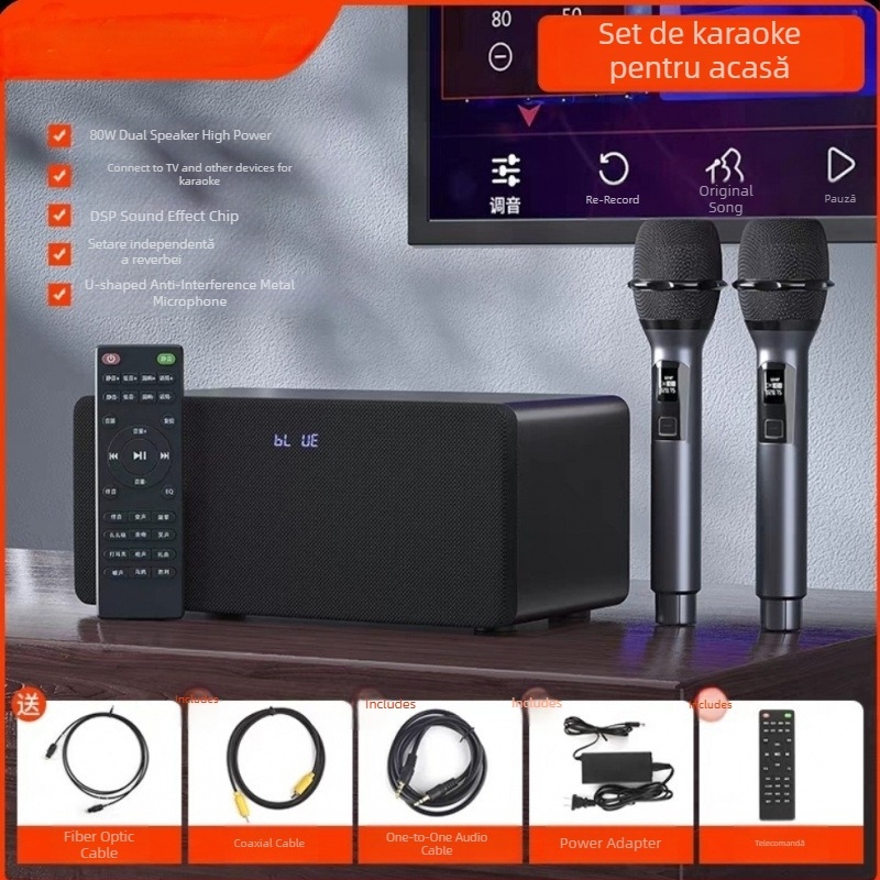Sistem karaoke all-in-one pentru casă, cu conectare la TV, amplificare, fără afișaj, fără wireless