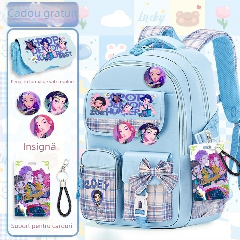 Ghiozdan pentru școală din Oxford, ultra-ușor, model anime, spate ergonomic, potrivit pentru elevi de gimnaziu