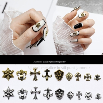 Bijuterii pentru unghii – stil punk, finisaj metalic antic, decorațiuni din aliaj mixte, design retro, 50 buc.