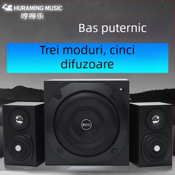 Sistem audio Bluetooth 2.1 cu subwoofer, corp din lemn, putere maximă 500W, redare MP3/USB, autonomie 8 ore