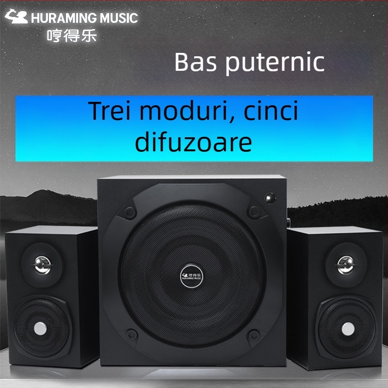 Sistem audio Bluetooth 2.1 cu subwoofer, corp din lemn, putere maximă 500W, redare MP3/USB, autonomie 8 ore
