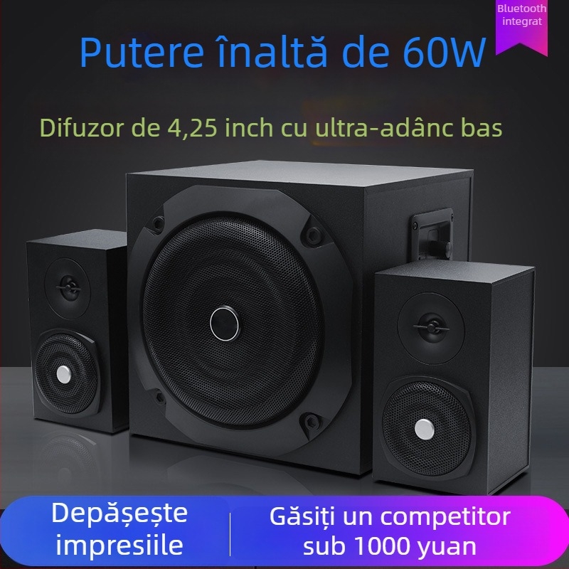 Sistem audio Bluetooth 2.1 cu subwoofer, corp din lemn, putere maximă 500W, redare MP3/USB, autonomie 8 ore