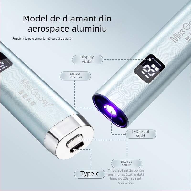 Lampa UV pentru unghii în stil bar, cu senzor inteligent, pentru uscare rapidă a gelurilor, carcasă metalică