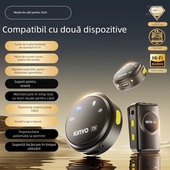 Microfon pentru guler M60 pentru transmisiuni Live și înregistrări de studio cu reducere a zgomotului, baterie încorporată 2000–4000mAh, autonomie 6–8 ore, răspuns în frecvență 100 Hz–20 kHz, SNR ≥75 dB, alimentare 5V/5W