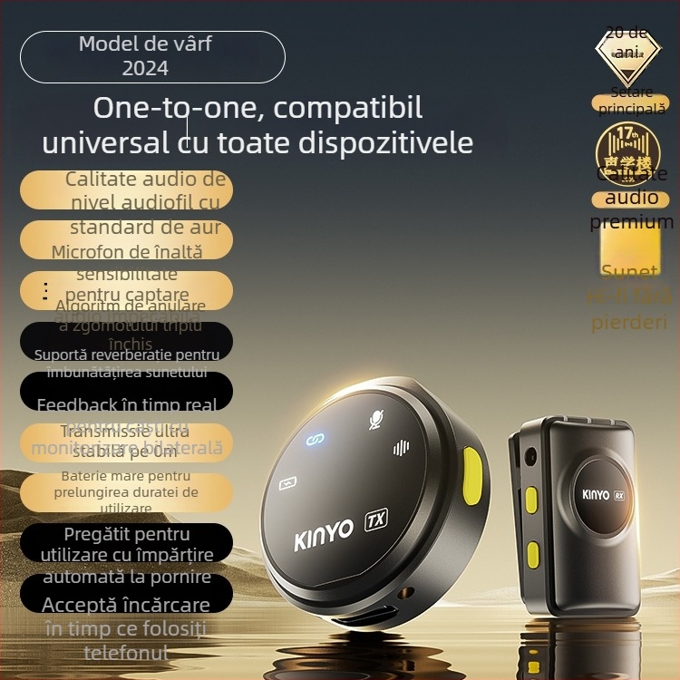 Microfon pentru guler M60 pentru transmisiuni Live și înregistrări de studio cu reducere a zgomotului, baterie încorporată 2000–4000mAh, autonomie 6–8 ore, răspuns în frecvență 100 Hz–20 kHz, SNR ≥75 dB, alimentare 5V/5W