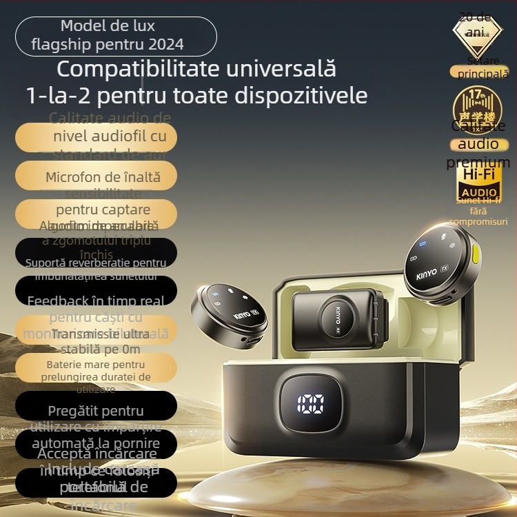 Microfon pentru guler M60 pentru transmisiuni Live și înregistrări de studio cu reducere a zgomotului, baterie încorporată 2000–4000mAh, autonomie 6–8 ore, răspuns în frecvență 100 Hz–20 kHz, SNR ≥75 dB, alimentare 5V/5W