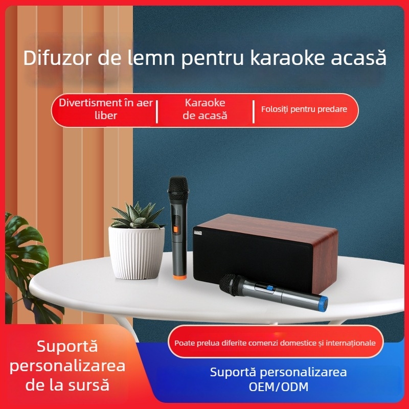 N-S10mini Sistem audio karaoke Home All-in-One cu microfoane duale, Bluetooth 5.0, 60W, 60Hz-15kHz, SNR ≥70dB, alimentare AC