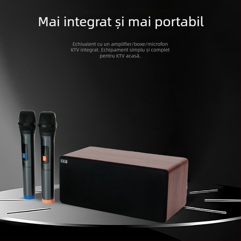 N-S10mini Sistem audio karaoke Home All-in-One cu microfoane duale, Bluetooth 5.0, 60W, 60Hz-15kHz, SNR ≥70dB, alimentare AC