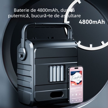 Boxă Bluetooth portabilă pentru exterior – cu baterie încorporată, 2 difuzoare, 100 Hz–20 kHz, SNR ≥70 dB