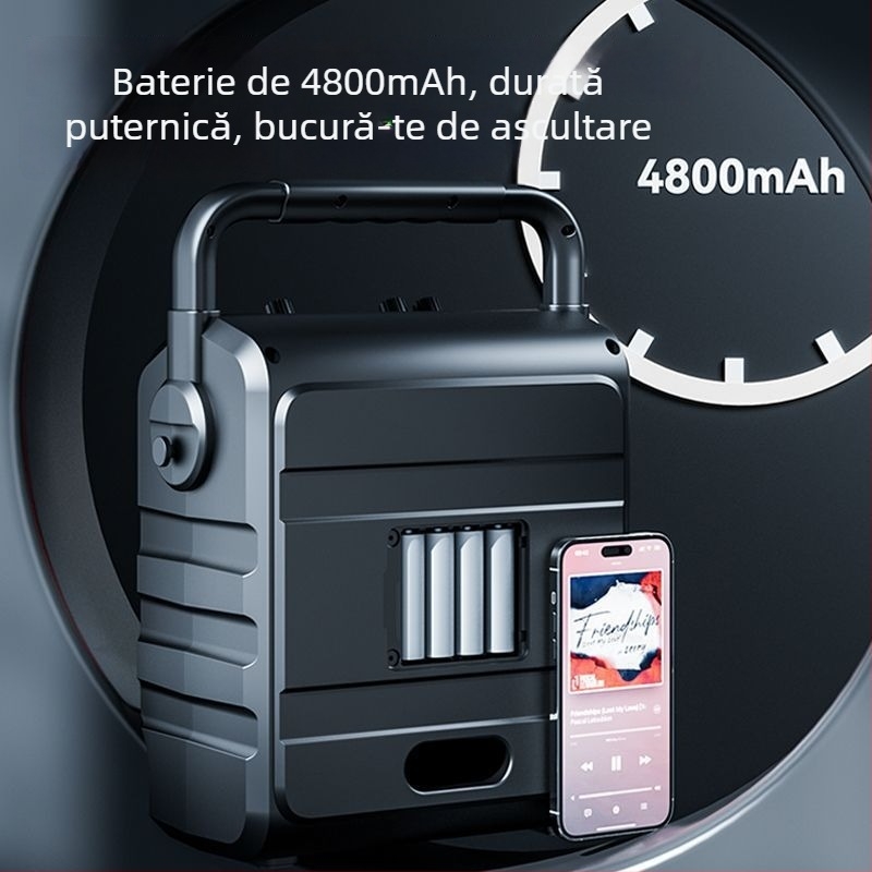 Boxă Bluetooth portabilă pentru exterior – cu baterie încorporată, 2 difuzoare, 100 Hz–20 kHz, SNR ≥70 dB