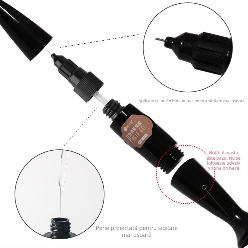 Adeziv pentru unghii - 10 ml, adeziv fotopolimer care se întărește la lumină, multifuncțional, marcă locală cu etichetă privată autorizată