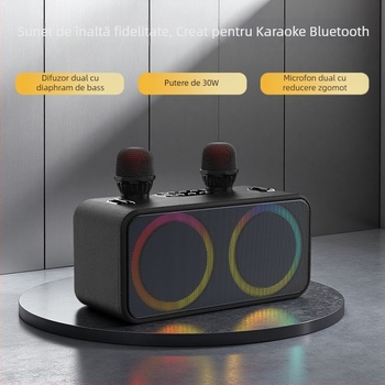 Boxă Bluetooth pentru karaoke cu microfon încorporat – totul într-un singur dispozitiv, ieșire 20W, răspuns în frecvență 100 Hz–20 kHz, SNR ≥75 dB, baterie încorporată 1000–1200 mAh