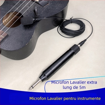 Microfon lavalier cu fir pentru instrumente muzicale – canal dual, condensator, performanțe pe scenă, răspuns în frecvență 100 Hz–20 kHz, SNR ≥70 dB, fără baterie