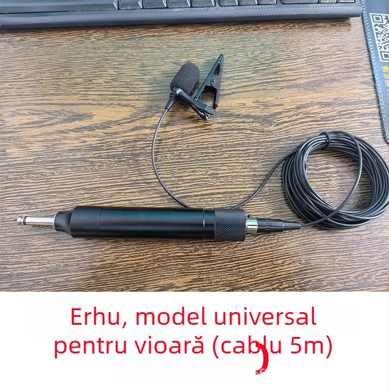 Microfon lavalier cu fir pentru instrumente muzicale – canal dual, condensator, performanțe pe scenă, răspuns în frecvență 100 Hz–20 kHz, SNR ≥70 dB, fără baterie