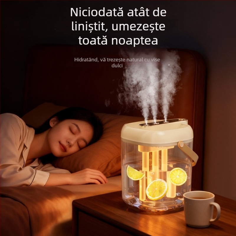 Umidificator pentru casă, cu 3 prize de ceață, alimentare USB, rezervor ≤0,5 L, pentru camere până la 10 m², zgomot 36–45 dB