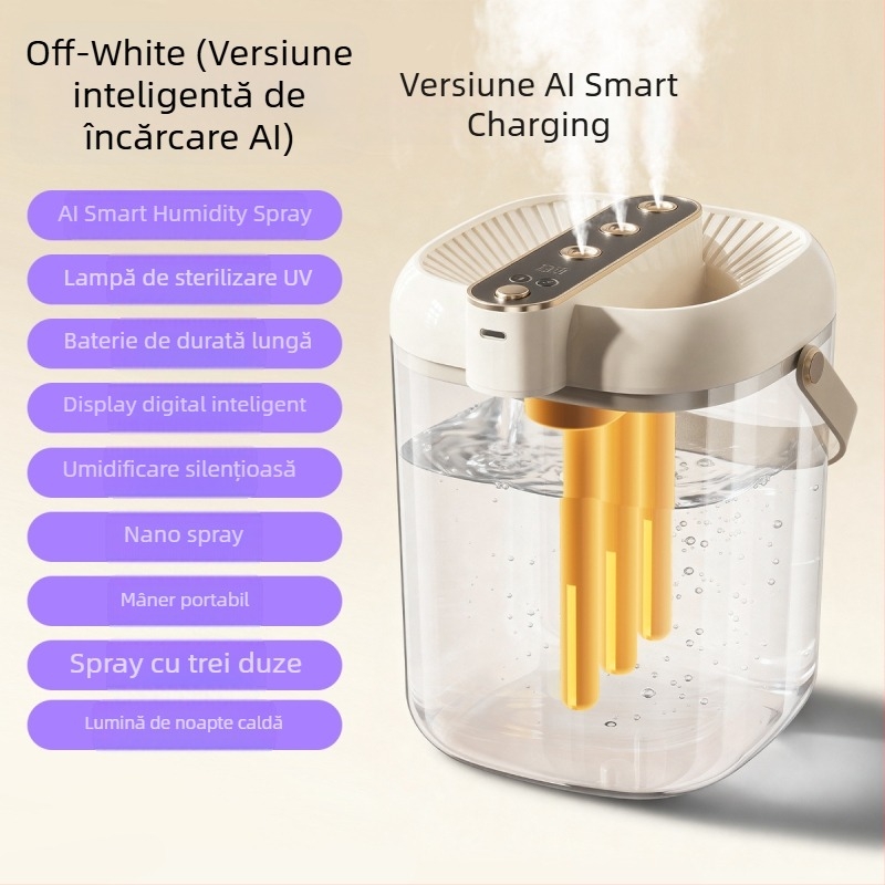 Umidificator pentru casă, cu 3 prize de ceață, alimentare USB, rezervor ≤0,5 L, pentru camere până la 10 m², zgomot 36–45 dB