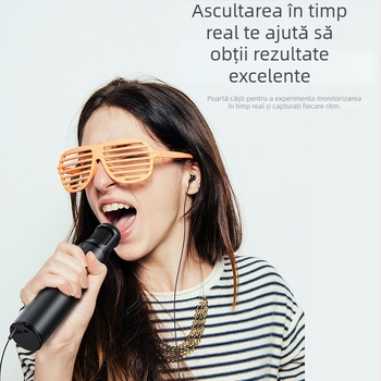 Lebo K1 microfon karaoke cu interfață audio integrată, Bluetooth 4.2, 5W×2, SNR ≥100 dB pentru transmisie live