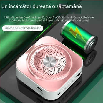 Boxă portabilă cu microfon încorporat pentru karaoke pe computer, baterie 1200–2000 mAh, autonomie 8–12 ore, putere 1 W, SNR ≥100 dB