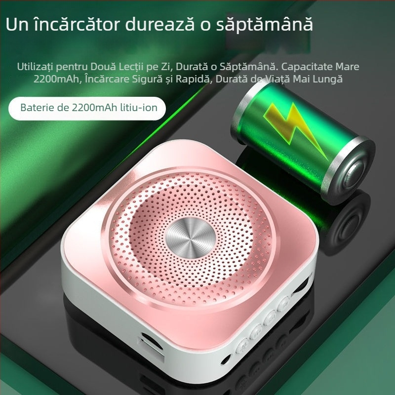 Boxă portabilă cu microfon încorporat pentru karaoke pe computer, baterie 1200–2000 mAh, autonomie 8–12 ore, putere 1 W, SNR ≥100 dB