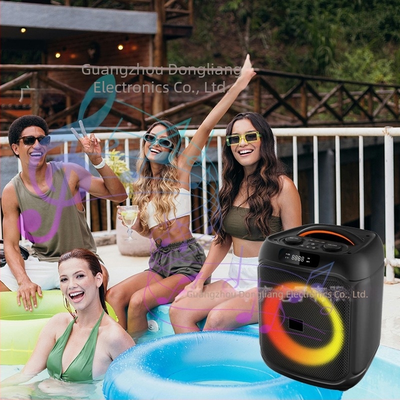 NDR-1745 Boxă portabilă pentru karaoke acasă, cu subwoofer și două microfoane fără fir, Bluetooth 5.0, 20W, 100Hz-20kHz, SNR ≥95dB, baterie încorporată