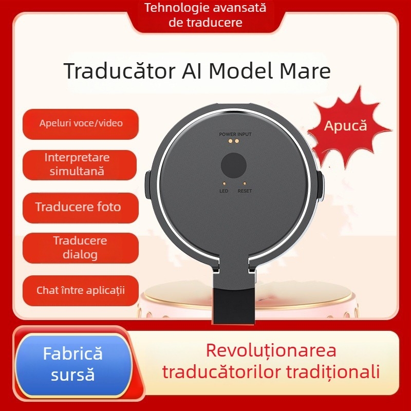 Traducător inteligent cu traducere în timp real pentru video și voce, interpretare simultană, Bluetooth, aliaj pentru aluminiu, suport pentru telefon