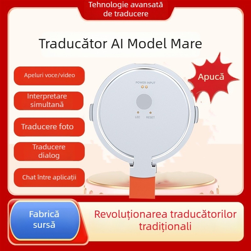 Traducător inteligent cu traducere în timp real pentru video și voce, interpretare simultană, Bluetooth, aliaj pentru aluminiu, suport pentru telefon