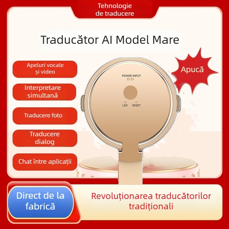 Traducător inteligent cu traducere în timp real pentru video și voce, interpretare simultană, Bluetooth, aliaj pentru aluminiu, suport pentru telefon
