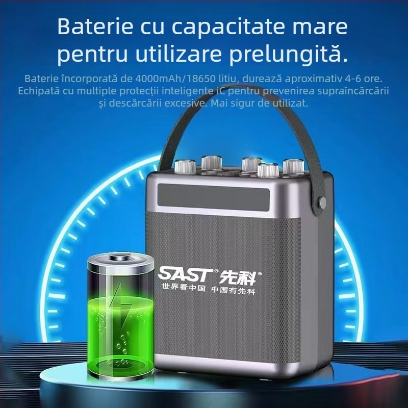 Boxă Bluetooth pentru karaoke, exterior, portabilă, 30W, baterie încorporată 6000mAh, Bluetooth 5.3, 20Hz–20kHz, SNR ≥70dB