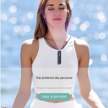 Purificator de aer portabil pentru gât, cu ioni negativi, deodorizare, funcționare silențioasă, alimentare USB, acoperire până la 10 m²