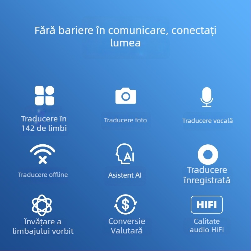 Traducător multilingv cu Android, Bluetooth, operare prin buton, carcasă ABS