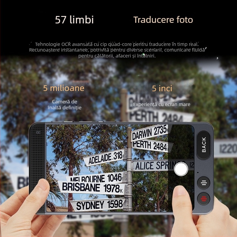 Traducător multilingv cu Android, Bluetooth, operare prin buton, carcasă ABS