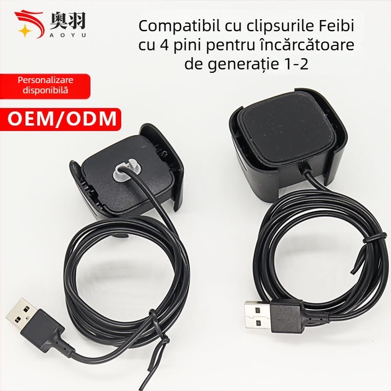Clip USB de încărcare pentru seria Fitbit Versa – 4-pin, compatibil Versa 1/2/3, Maohong Technology