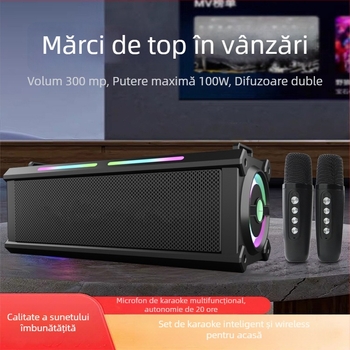 Karaoke difuzor Bluetooth, portabil pentru casă și exterior, Bluetooth 5.1; 20W; răspuns în frecvență 100Hz-20kHz; SNR ≥95dB; IPX4 rezistent la apă