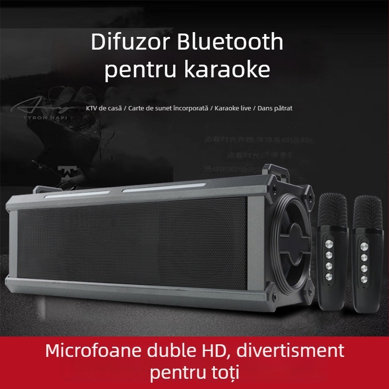 Karaoke difuzor Bluetooth, portabil pentru casă și exterior, Bluetooth 5.1; 20W; răspuns în frecvență 100Hz-20kHz; SNR ≥95dB; IPX4 rezistent la apă