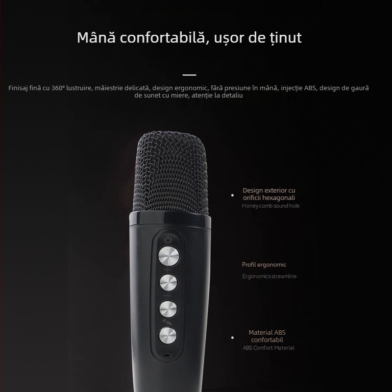 Karaoke difuzor Bluetooth, portabil pentru casă și exterior, Bluetooth 5.1; 20W; răspuns în frecvență 100Hz-20kHz; SNR ≥95dB; IPX4 rezistent la apă