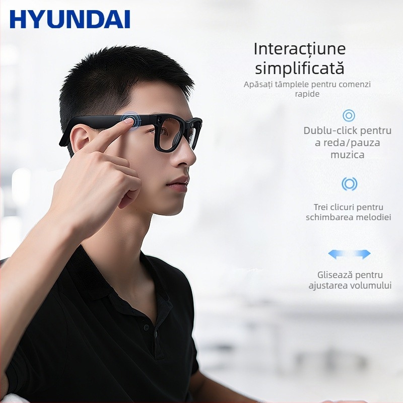 Ochelari inteligenți: Cameră Sony 8MP, recunoaștere obiecte, traducere AI, 32GB stocare internă, ramă TR90