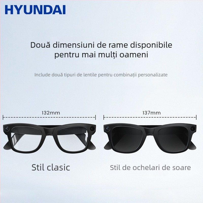 Ochelari inteligenți: Cameră Sony 8MP, recunoaștere obiecte, traducere AI, 32GB stocare internă, ramă TR90