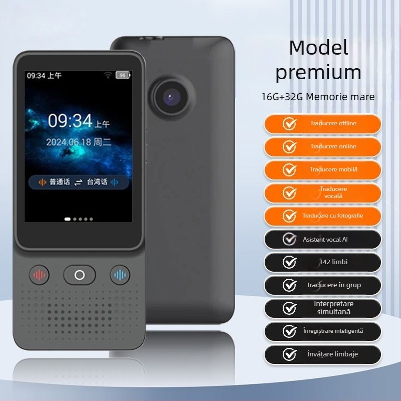 Traducător offline inteligent S09 – traducere vocală și foto în mai multe limbi cu interpretare simultană