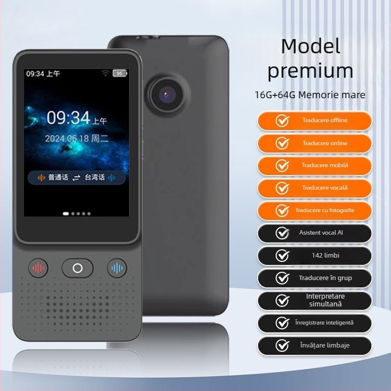 Traducător offline inteligent S09 – traducere vocală și foto în mai multe limbi cu interpretare simultană