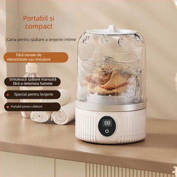 MN01 Mașină de spălat portabilă pentru lenjerie intimă (Funcționare mecanică; Timp de funcționare sub 2 ore; Alimentare USB reîncărcabilă + alimentare independentă; Tensiune nominală 5V; Putere 15W)