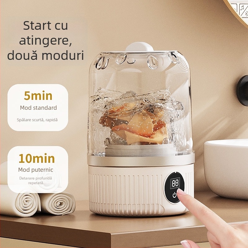 MN01 Mașină de spălat portabilă pentru lenjerie intimă (Funcționare mecanică; Timp de funcționare sub 2 ore; Alimentare USB reîncărcabilă + alimentare independentă; Tensiune nominală 5V; Putere 15W)