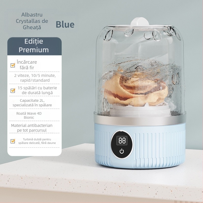 MN01 Mașină de spălat portabilă pentru lenjerie intimă (Funcționare mecanică; Timp de funcționare sub 2 ore; Alimentare USB reîncărcabilă + alimentare independentă; Tensiune nominală 5V; Putere 15W)