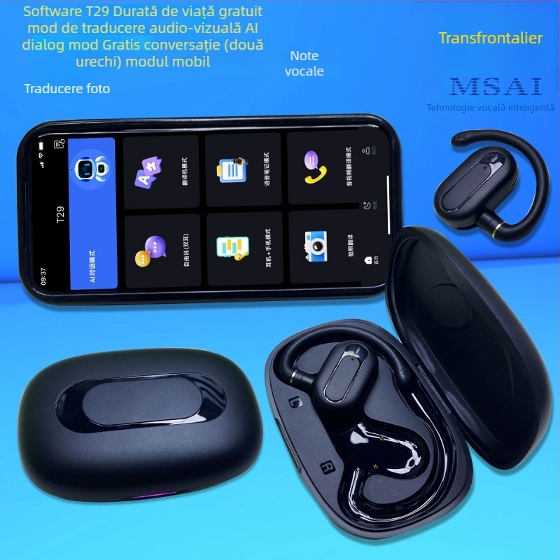Traducător de conversații T29: traducere video și audio, mod dialog AI, traducere offline, traducere foto, căști binaurale