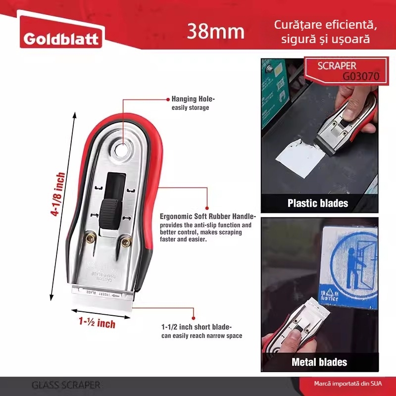 Goldblatt racletă cu lamă plată pentru îndepărtarea adezivului și curățarea rosturilor dintre plăci