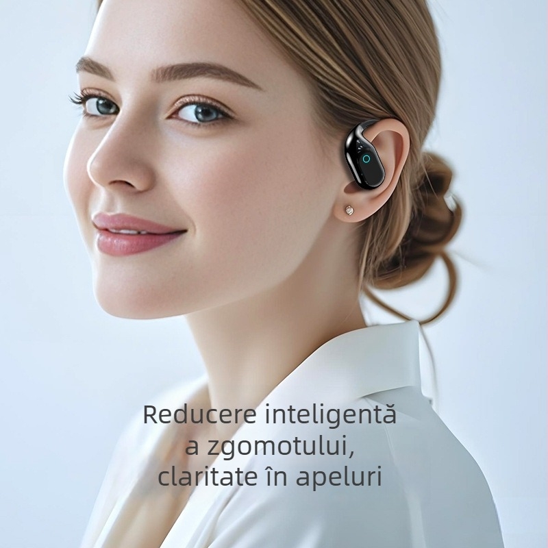 MG7 Căști Bluetooth Sport cu clips pentru ureche, ecran LCD color, translator AI și interpretare simultană (Bluetooth 5.4; autonomie peste 8 ore; încărcare wireless; latență scăzută)
