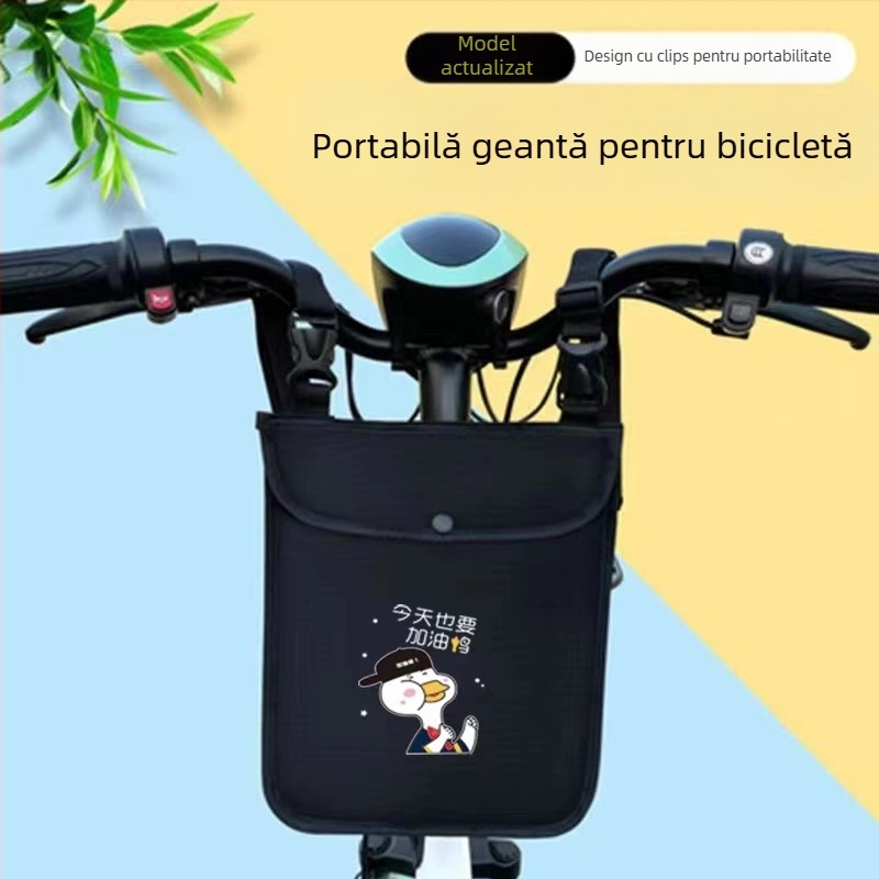 Geantă frontală pentru ghidonul bicicletei electrice, buzunar dublu pentru chei și telefon, din pânză, model 000000